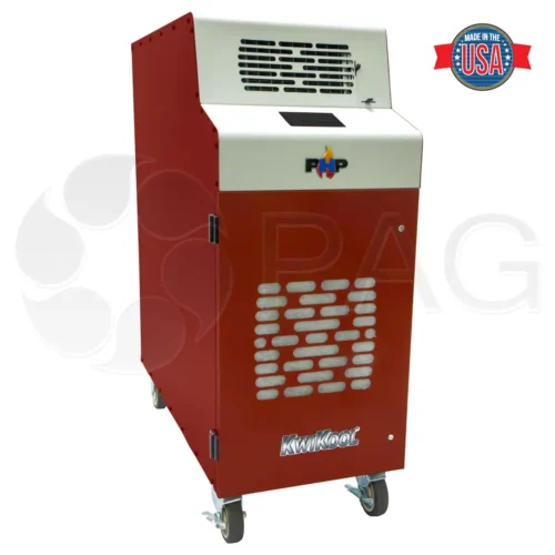 KwiKool's KPHP1811-2 Portable Heatpump in new red color, angled facing front right